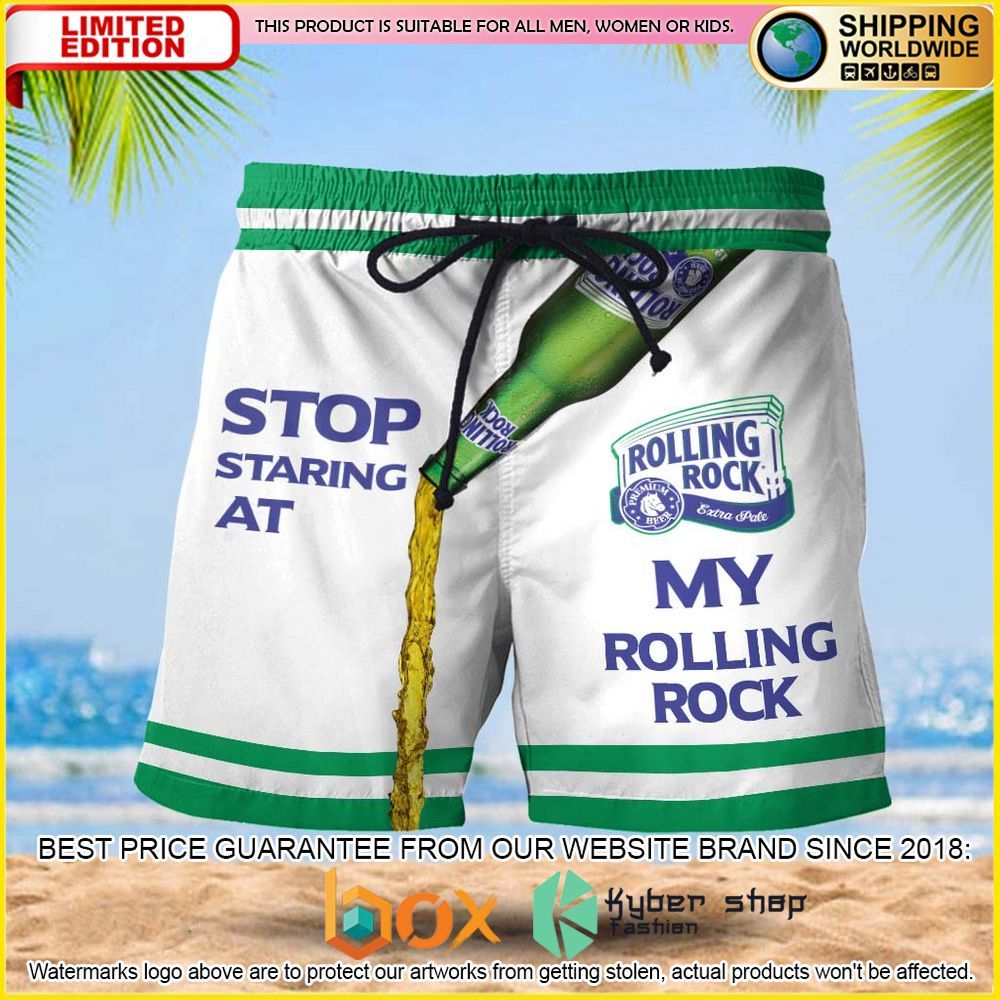 NEW Stop Staring At My Rolling Rock 3D Hawaii Short 8