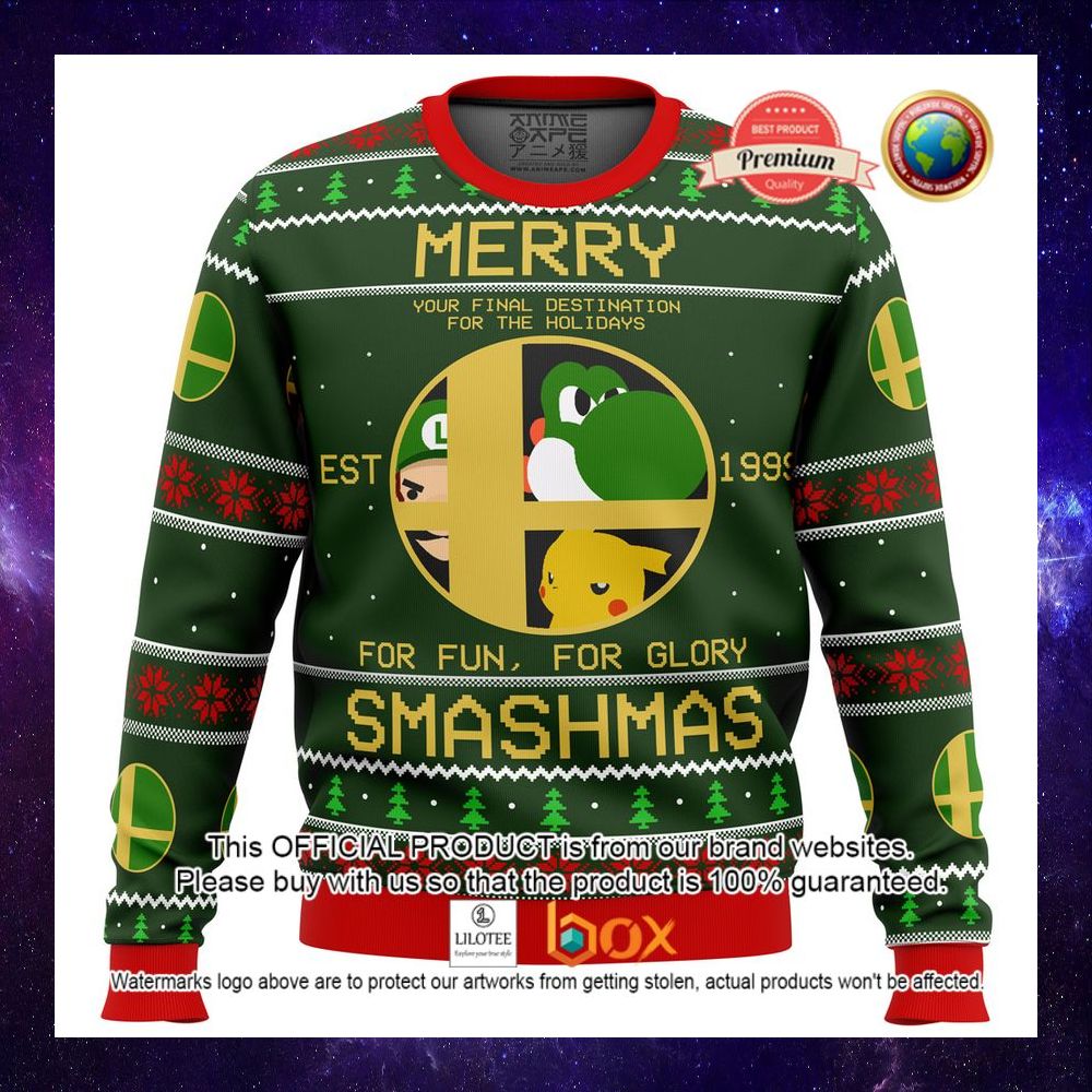 NEW Super Smash Bros Merry Smashmas 1999 Sweater 3