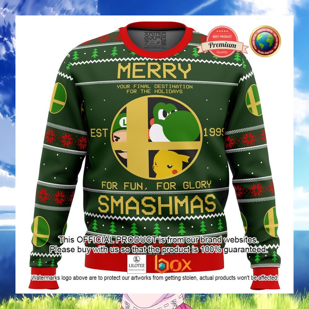 NEW Super Smash Bros Merry Smashmas 1999 Sweater 4