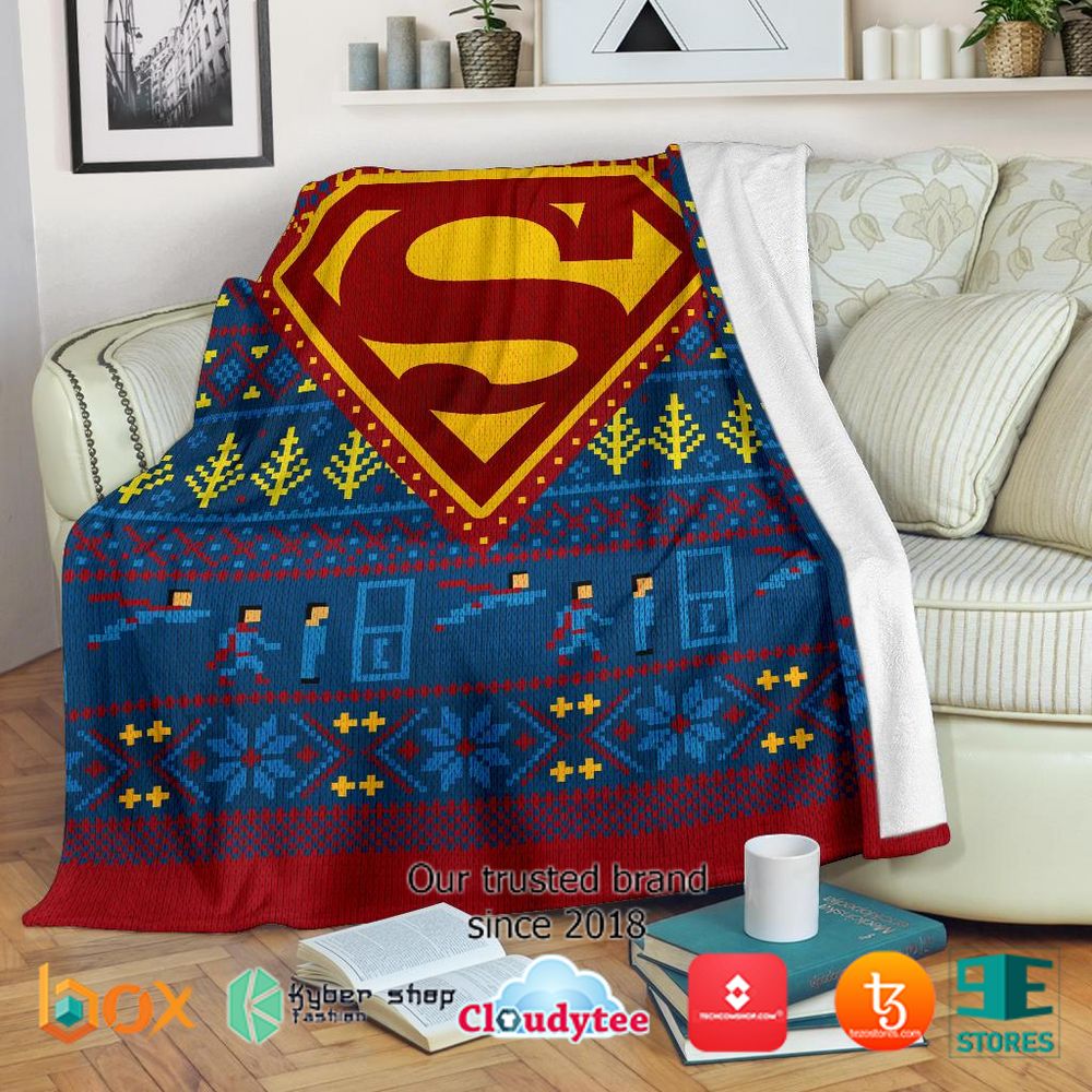 Superman Art Ugly Christmas Blanket 2