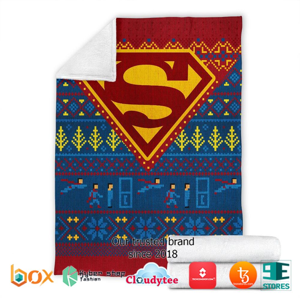 Superman Art Ugly Christmas Blanket 7