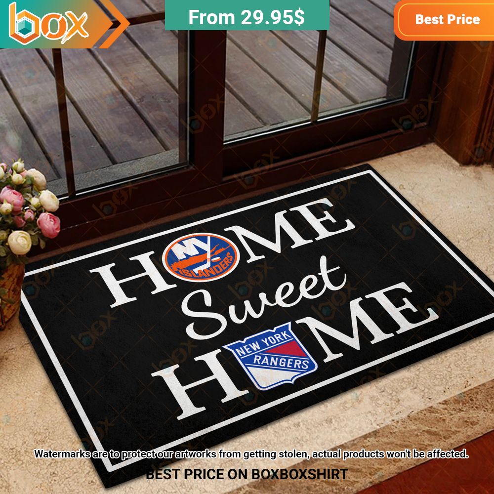 Sweet Home New York Islanders New York Rangers Doormat 2