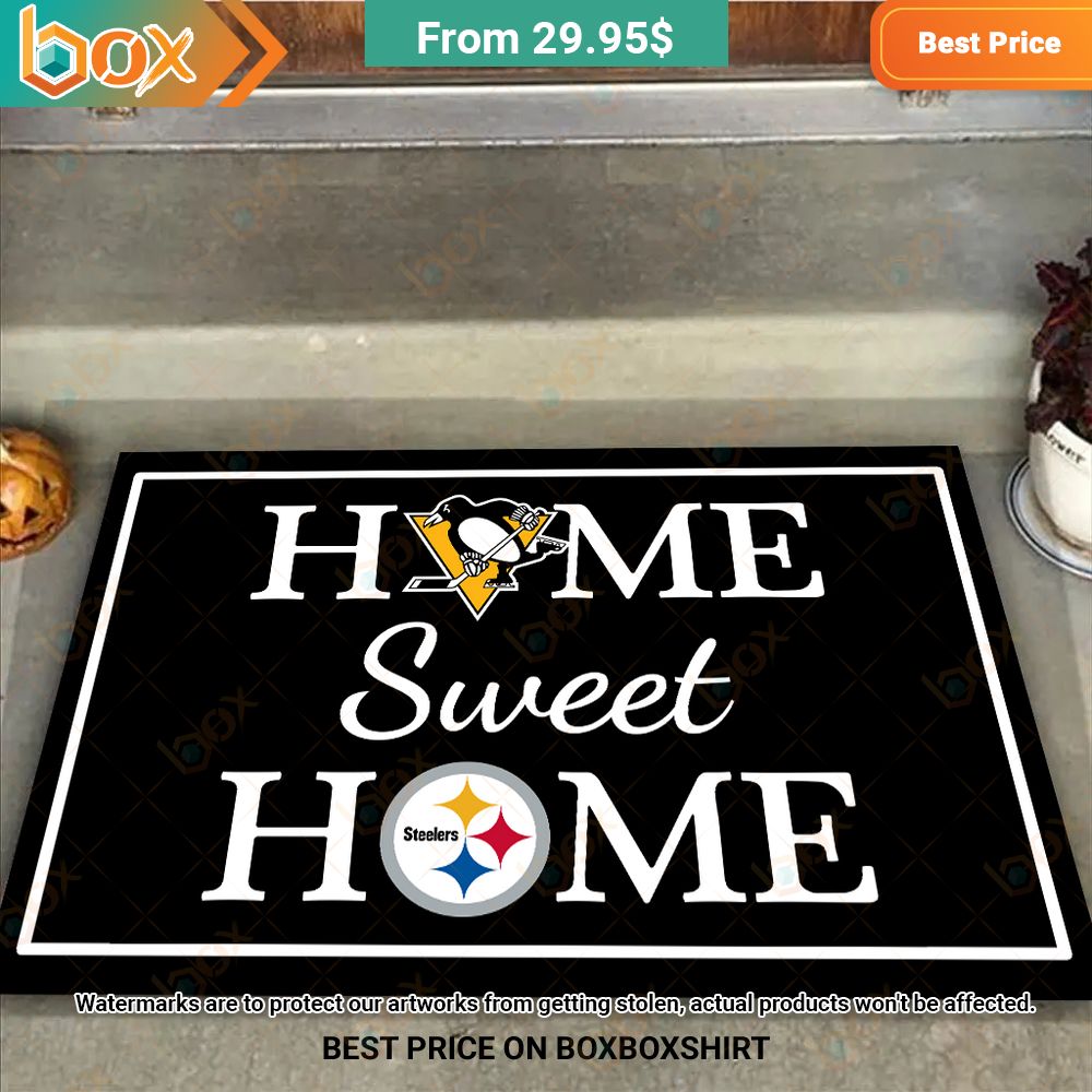Sweet Home Pittsburgh Steelers Pittsburgh Penguins Doormat 1