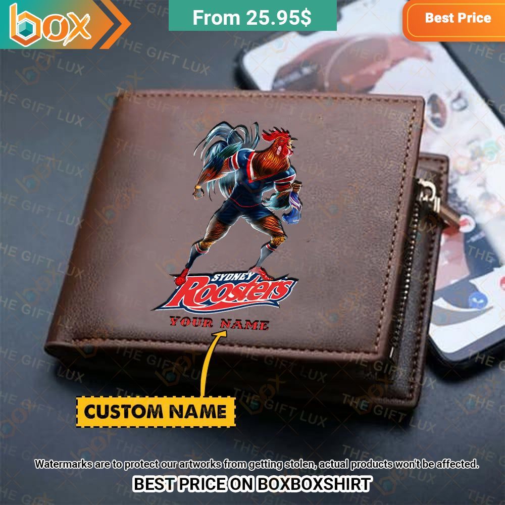 sydney roosters mascot custom leather wallet 1 896