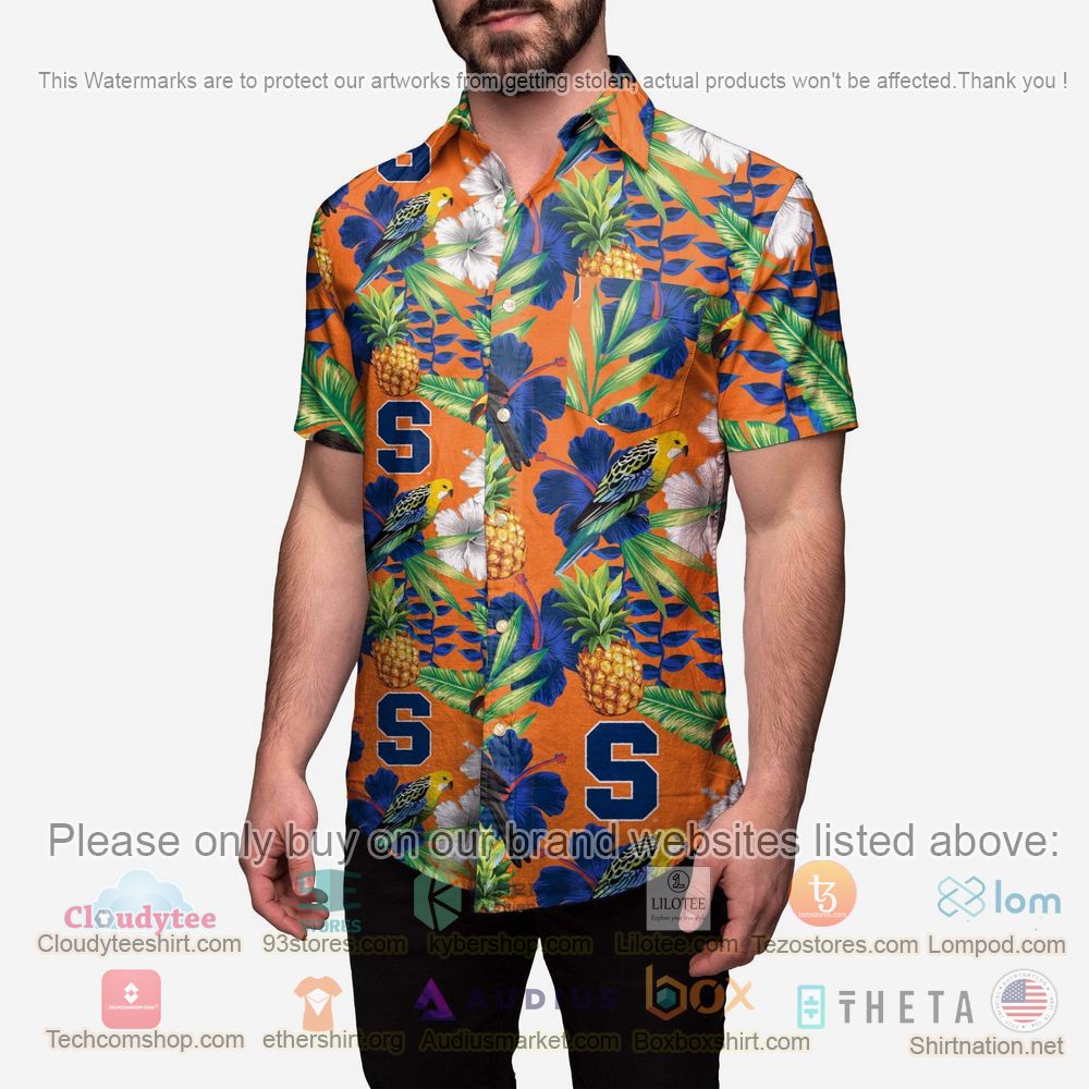 HOT Syracuse Orange Floral Button-Up Hawaii Shirt 2