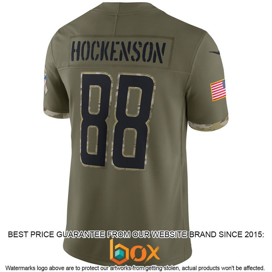 NEW T.J. Hockenson Detroit Lions 2022 Salute To Service Olive Football Jersey 3