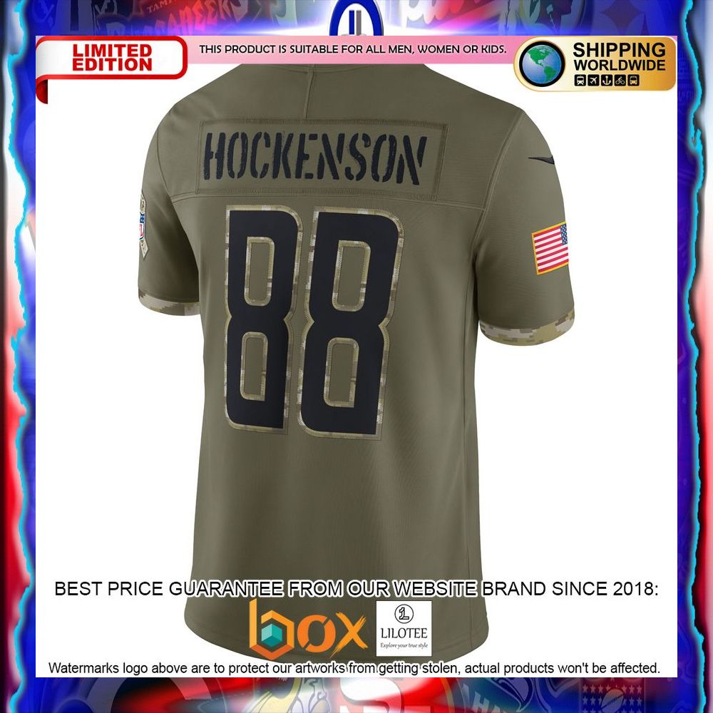 NEW T.J. Hockenson Detroit Lions 2022 Salute To Service Olive Football Jersey 7