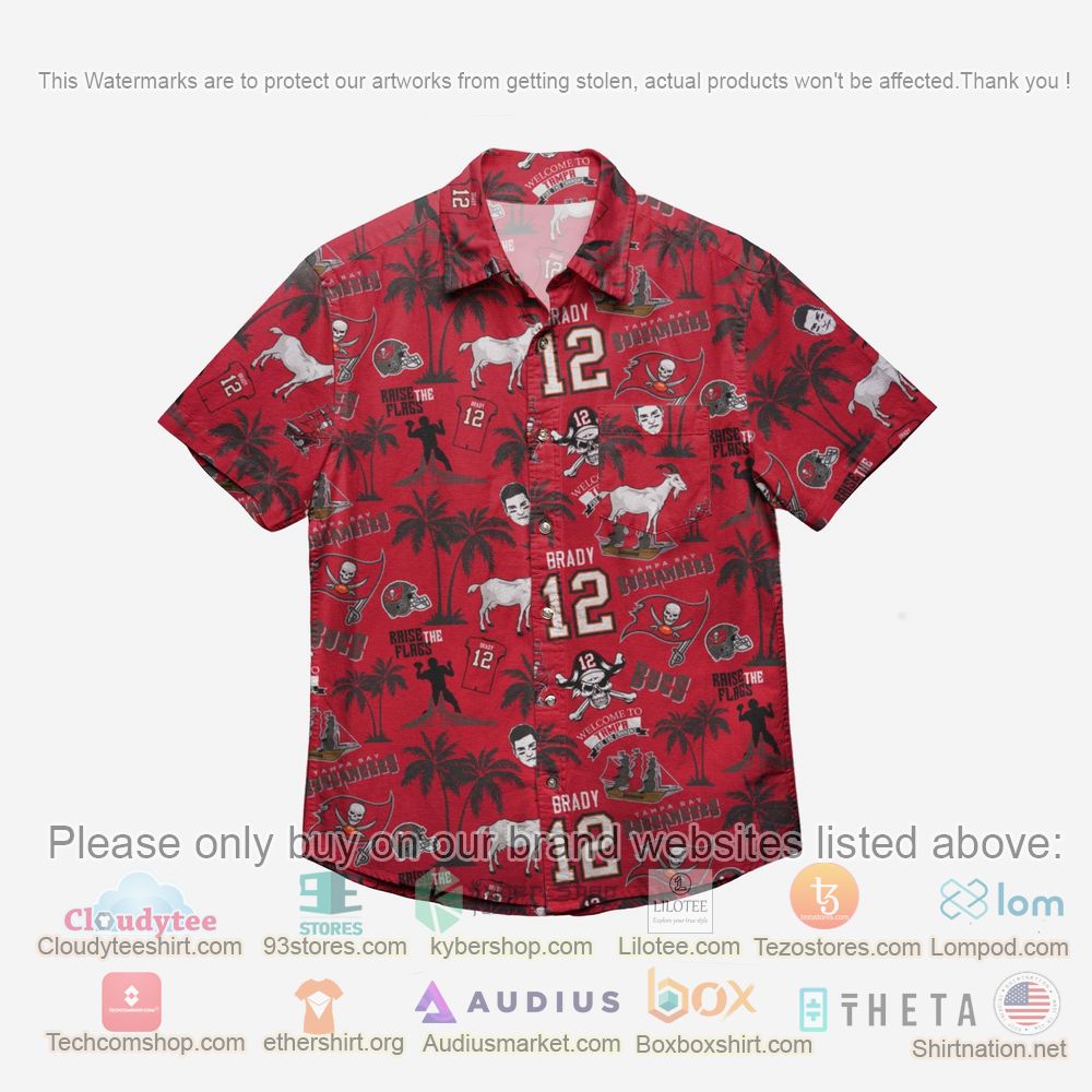 HOT Tampa Bay Buccaneers Tom Brady Floral Button-Up Hawaii Shirt 1
