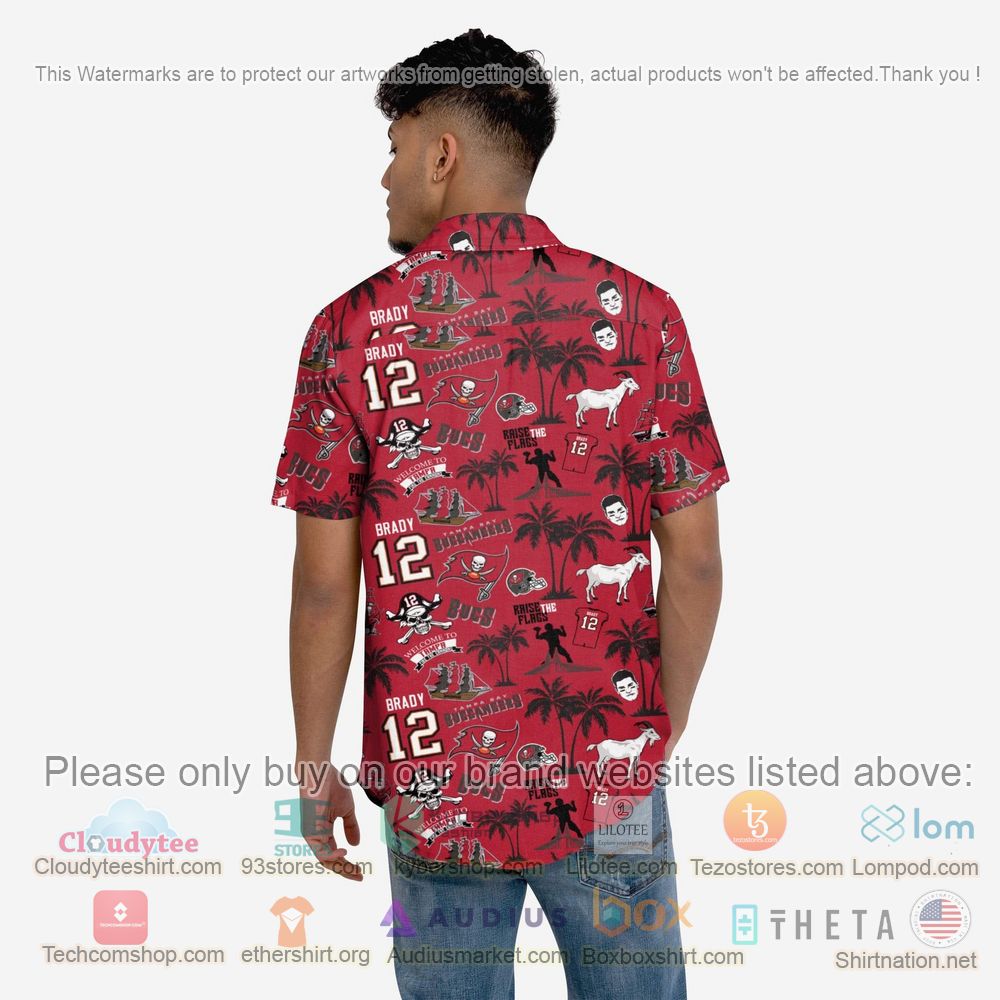 HOT Tampa Bay Buccaneers Tom Brady Floral Button-Up Hawaii Shirt 3