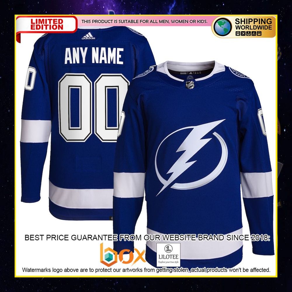 NEW Tampa Bay Lightning Adidas Custom Royal Premium Hockey Jersey 4
