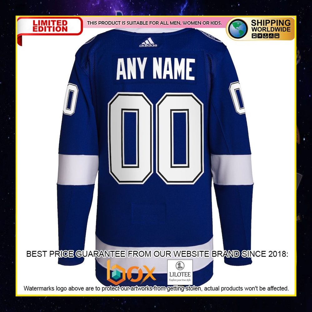 NEW Tampa Bay Lightning Adidas Custom Royal Premium Hockey Jersey 6