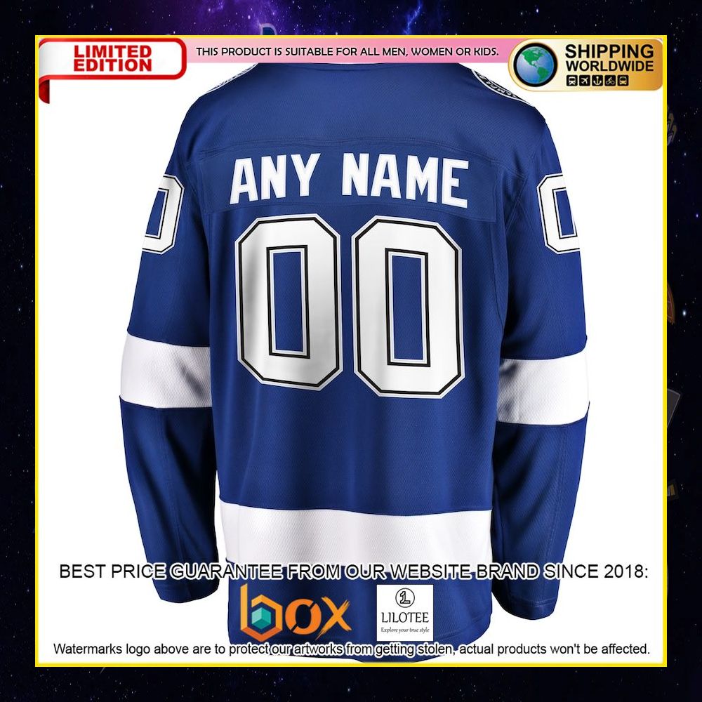 NEW Tampa Bay Lightning Fanatics Branded Home Custom Blue Premium Hockey Jersey 9