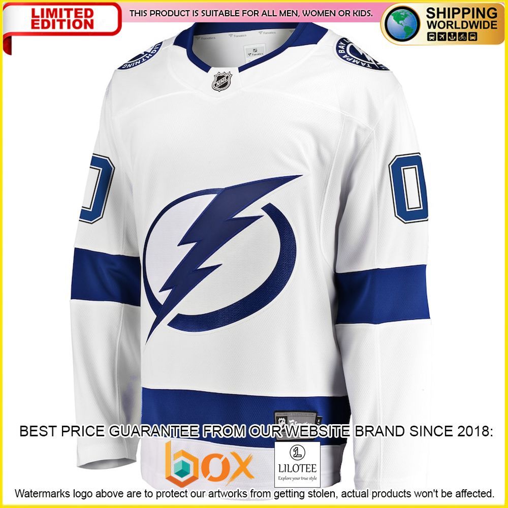 NEW Tampa Bay Lightning Fanatics Branded Home Custom Blue Premium Hockey Jersey 5