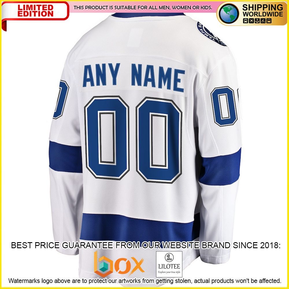 NEW Tampa Bay Lightning Fanatics Branded Home Custom Blue Premium Hockey Jersey 6