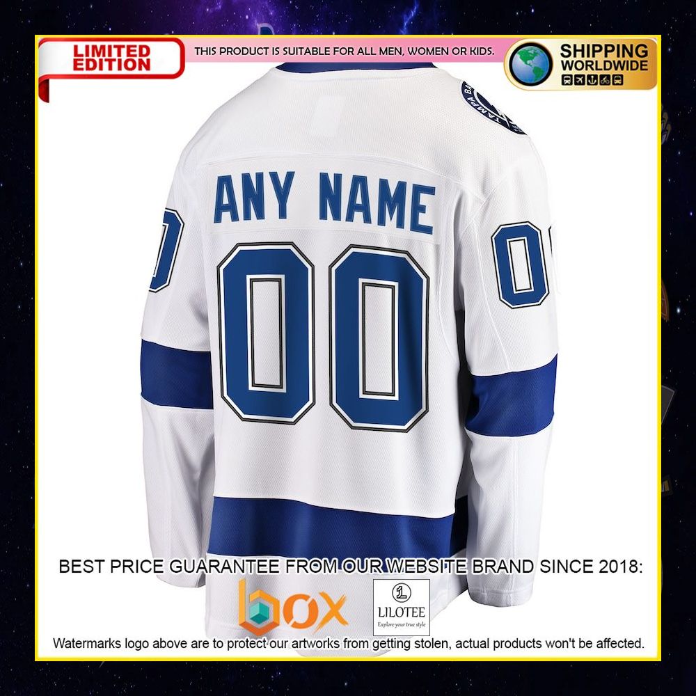NEW Tampa Bay Lightning Fanatics Branded Home Custom Blue Premium Hockey Jersey 12