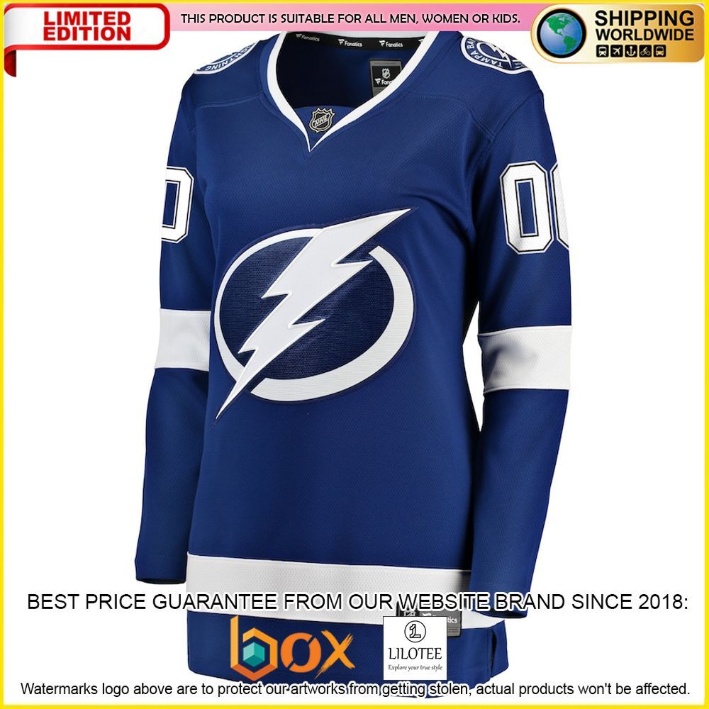 NEW Tampa Bay Lightning Fanatics Branded Women's Home Custom Blue Premium Hockey Jersey 2
