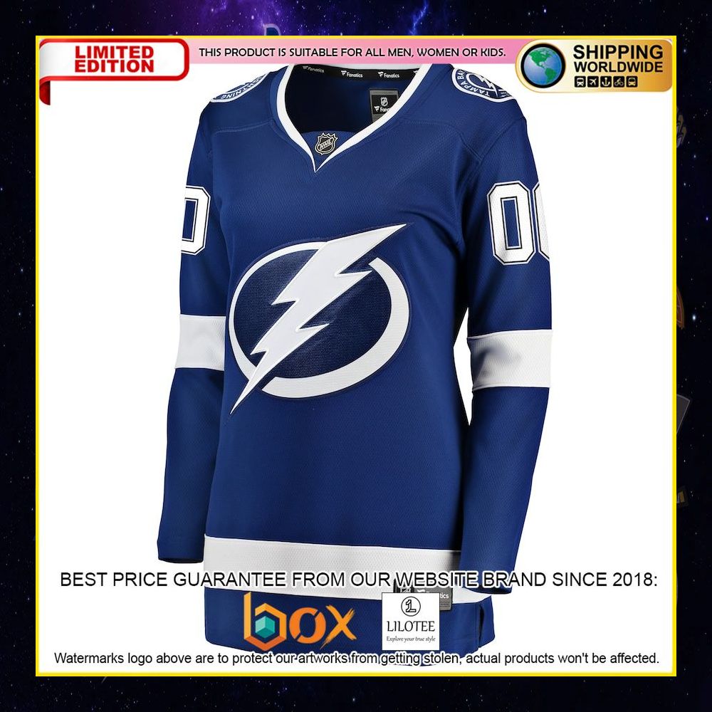 NEW Tampa Bay Lightning Fanatics Branded Women's Home Custom Blue Premium Hockey Jersey 5