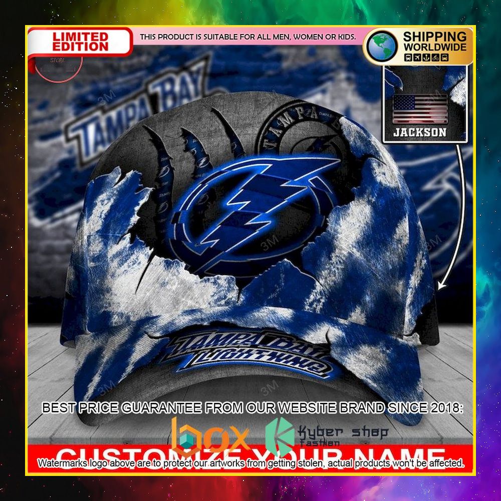 NEW Tampa Bay Lightning Skull NHL Custom Name Cap Hat 4