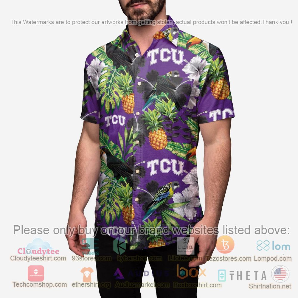 HOT TCU Horned Frogs Floral Button-Up Hawaii Shirt 2