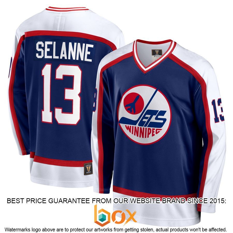 NEW Teemu Selanne Winnipeg Jets Retired Player Navy Hockey Jersey 1
