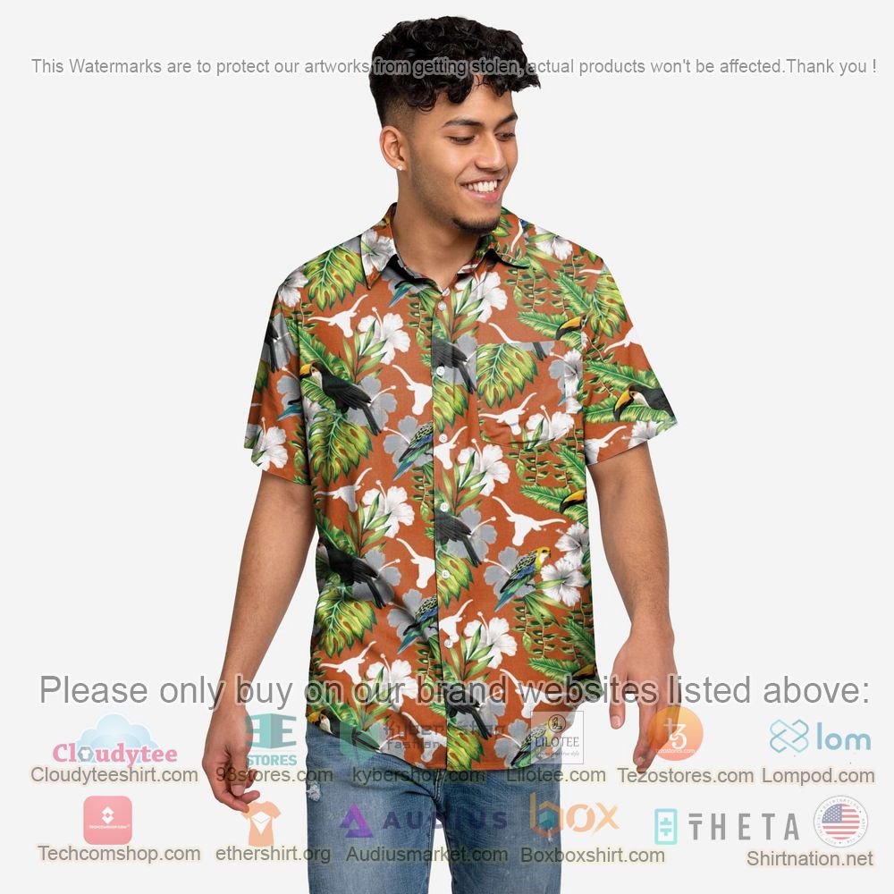 HOT Texas Longhorns Floral Button-Up Hawaii Shirt 2