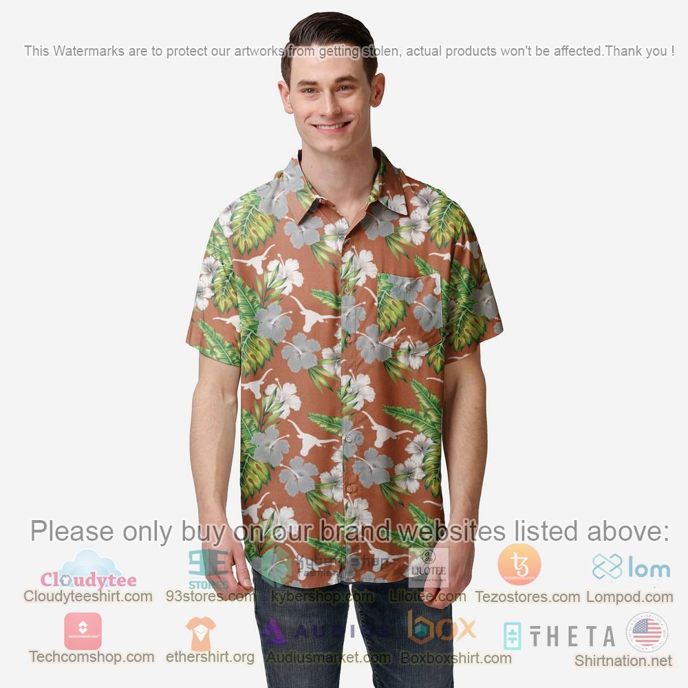 HOT Texas Longhorns Original Floral Button-Up Hawaii Shirt 2