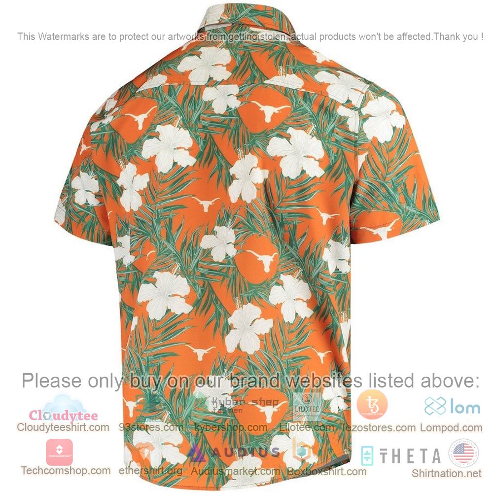 HOT Texas Longhorns Texas Orange Floral Button-Up Hawaii Shirt 3