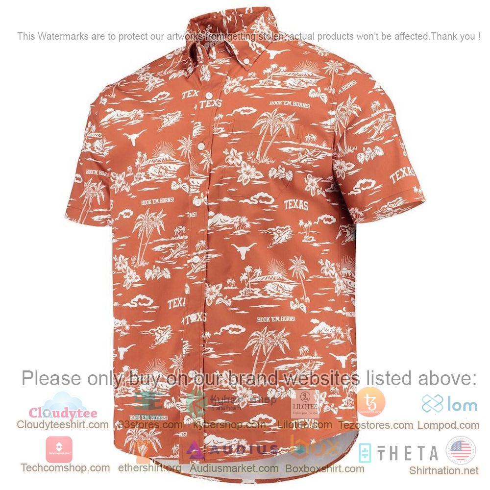 HOT Texas Longhorns Texas Orange Button-Up Hawaii Shirt 2