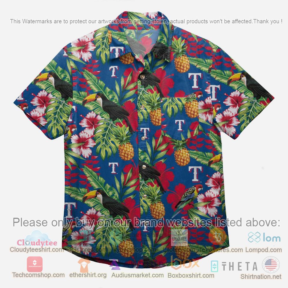 HOT Texas Rangers Floral Button-Up Hawaii Shirt 1