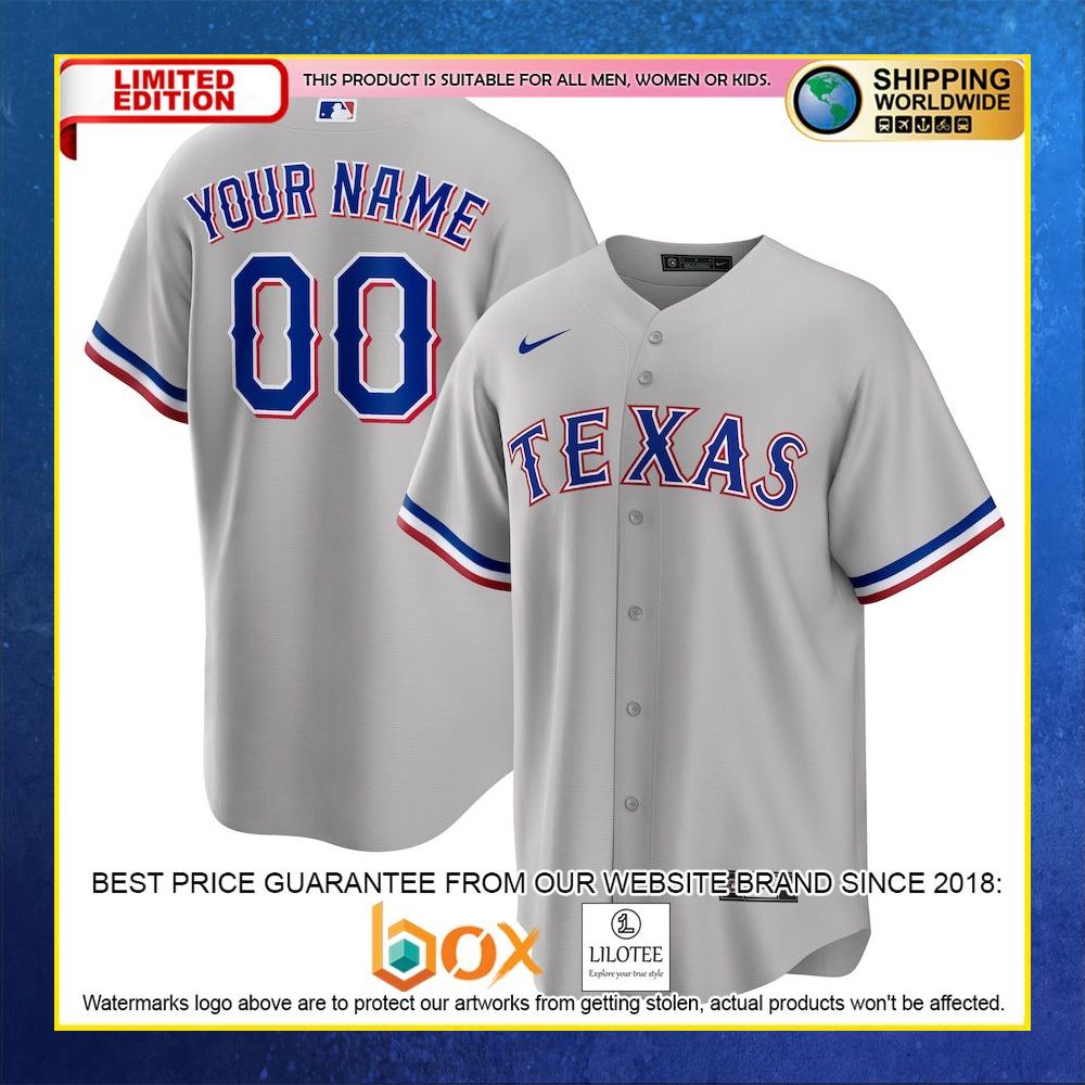 HOT Texas Rangers Custom Name Number Gray Baseball Jersey Shirt 4