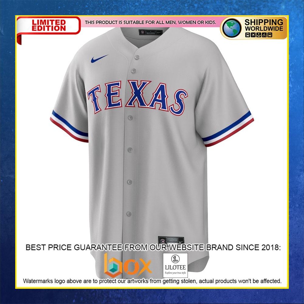 HOT Texas Rangers Custom Name Number Gray Baseball Jersey Shirt 5