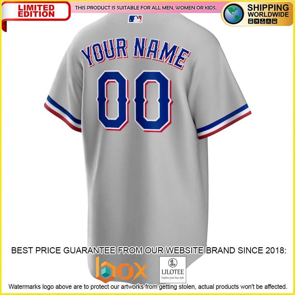 HOT Texas Rangers Custom Name Number Gray Baseball Jersey Shirt 3