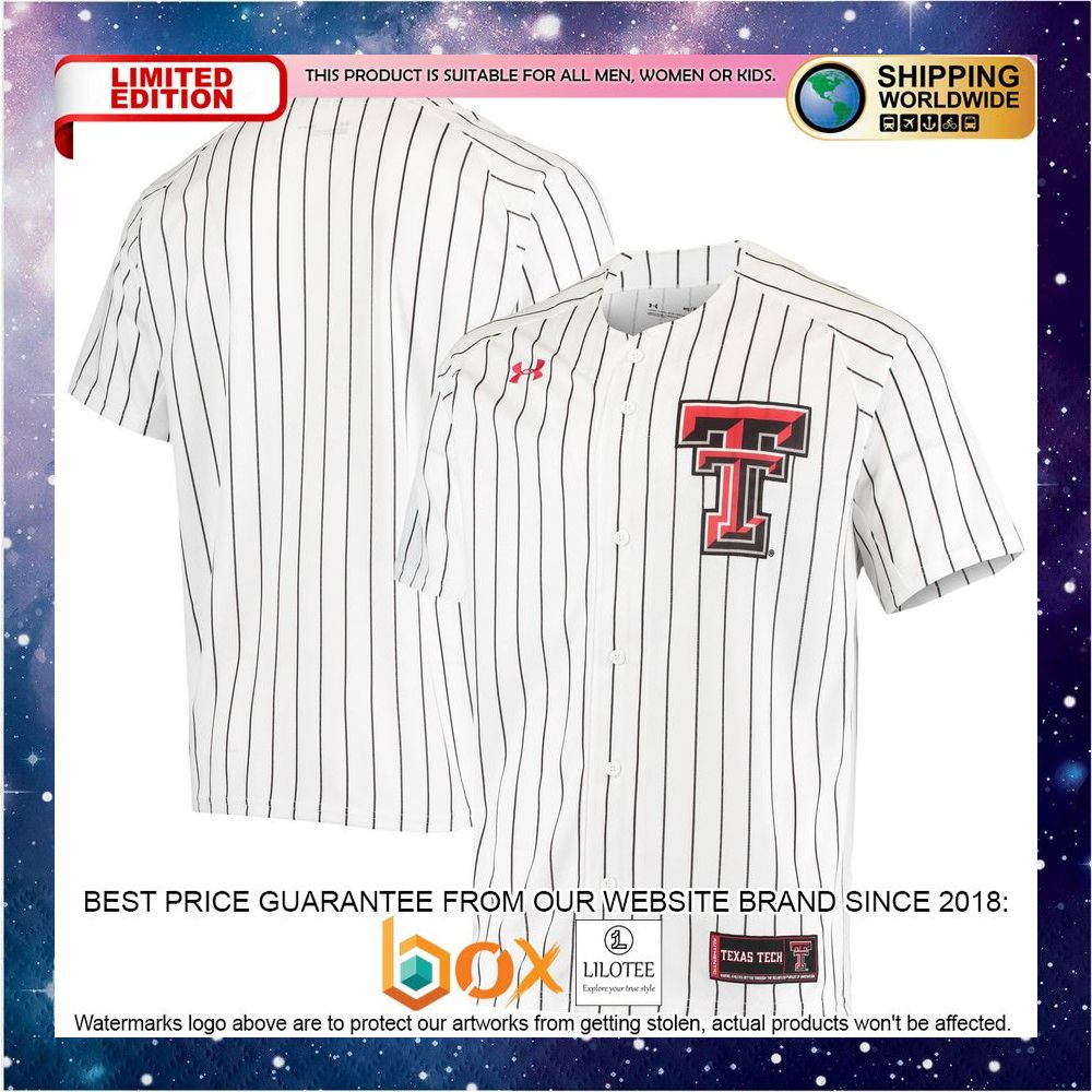 NEW Texas Tech Red Raiders Under Armour Replica Performance White Baseball Jersey 4