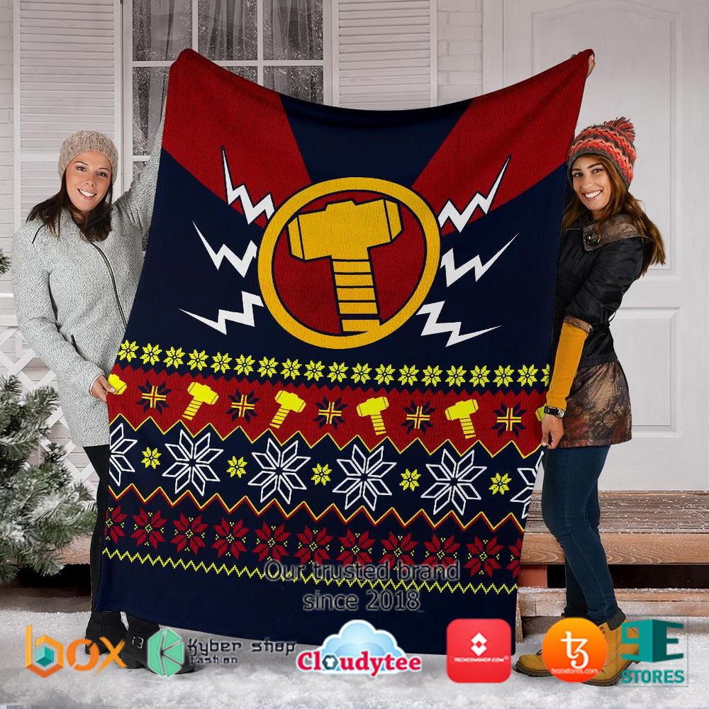 Thor Mjolnir Ugly Christmas Blanket 1