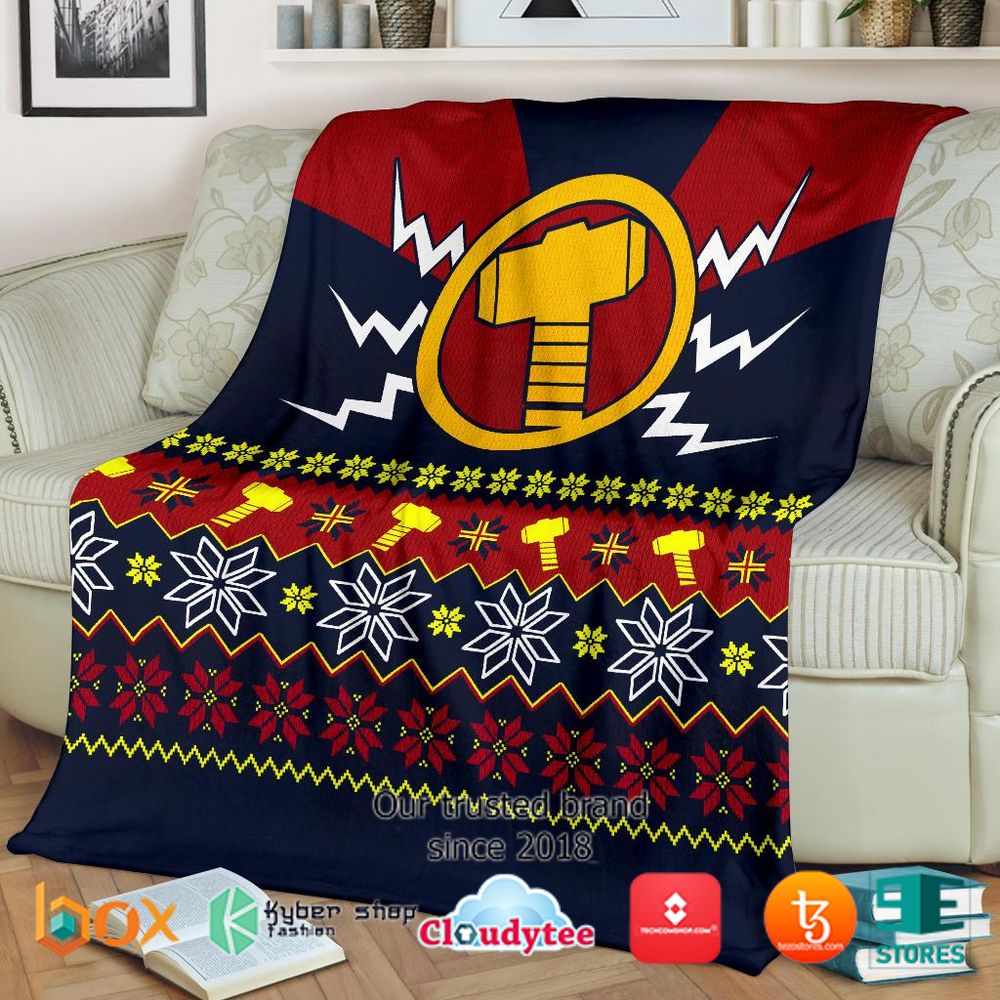 Thor Mjolnir Ugly Christmas Blanket 3