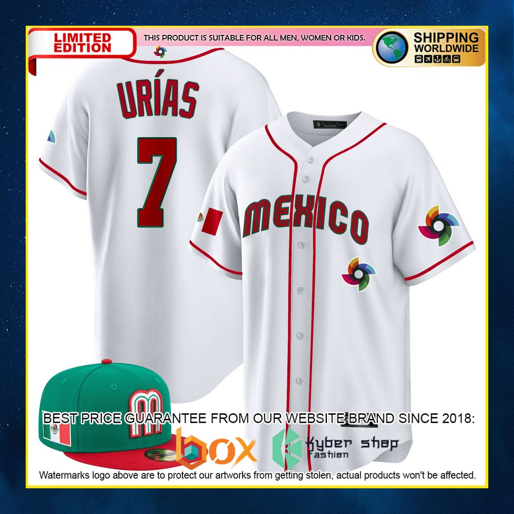 NEW Throwback Urías Urias 7 Mexico Premium Baseball Jersey 18