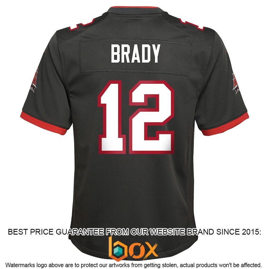 BEST Tom Brady Tampa Bay Buccaneers Youth Alternate Pewter Football Jersey 3