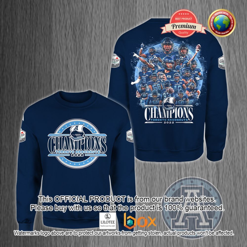 HOT Toronto Argonauts 109th Grey Cup Champion 2022 Blue 3D Hoodie, T-Shirt 2