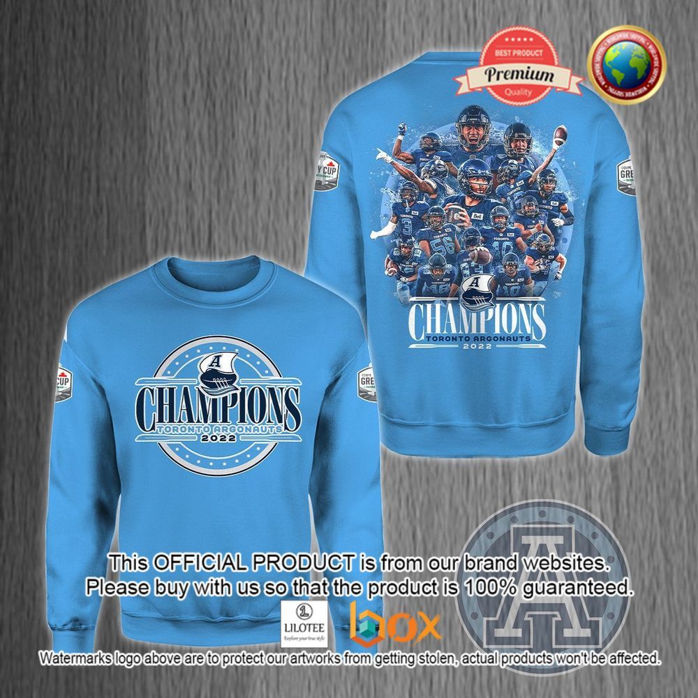 HOT Toronto Argonauts 109th Grey Cup Champion 2022 Light Blue 3D Hoodie, T-Shirt 2