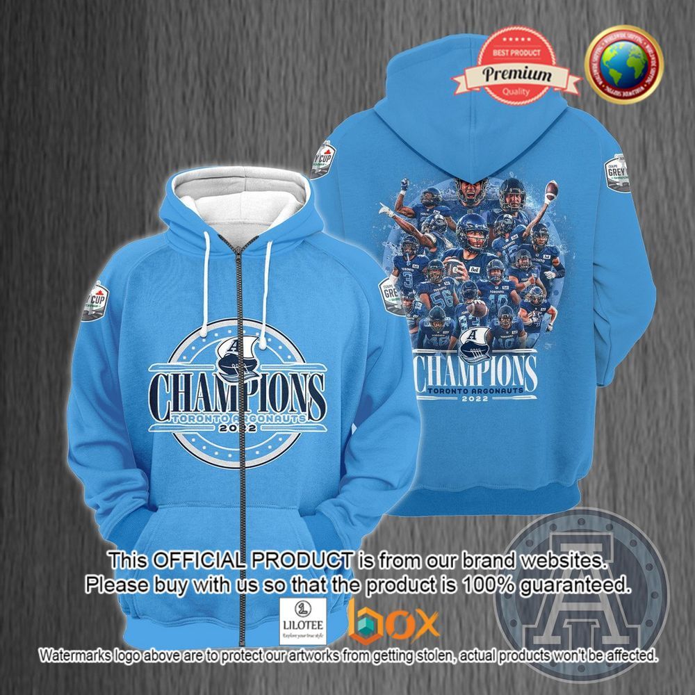 HOT Toronto Argonauts 109th Grey Cup Champion 2022 Light Blue 3D Hoodie, T-Shirt 4