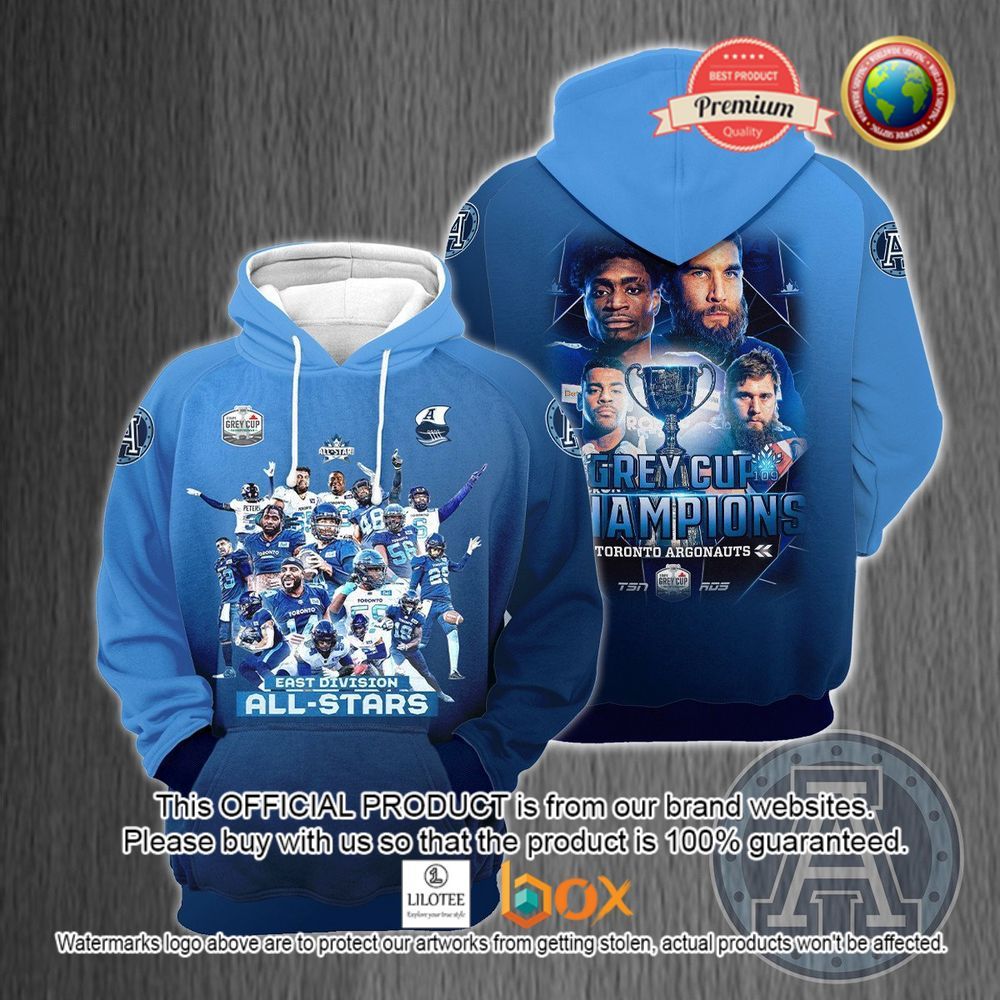 HOT Toronto Argonauts 109th Grey Cup East Division All-Stars 3D Hoodie, T-Shirt 1