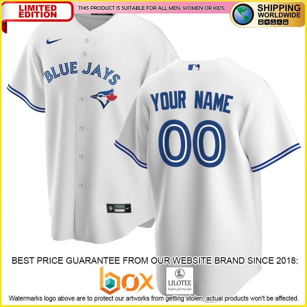 HOT Toronto Blue Jays Team Custom Name Number White Baseball Jersey Shirt 1