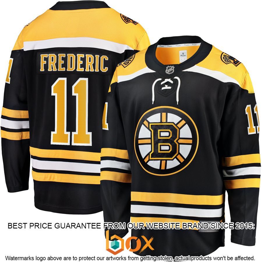 NEW Trent Frederic Boston Bruins Home Player Black Hockey Jersey 1