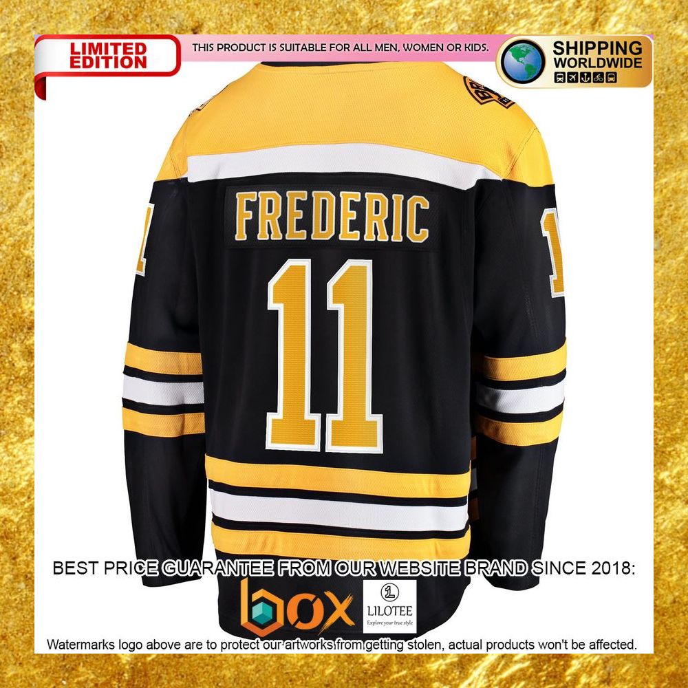 NEW Trent Frederic Boston Bruins Home Player Black Hockey Jersey 7
