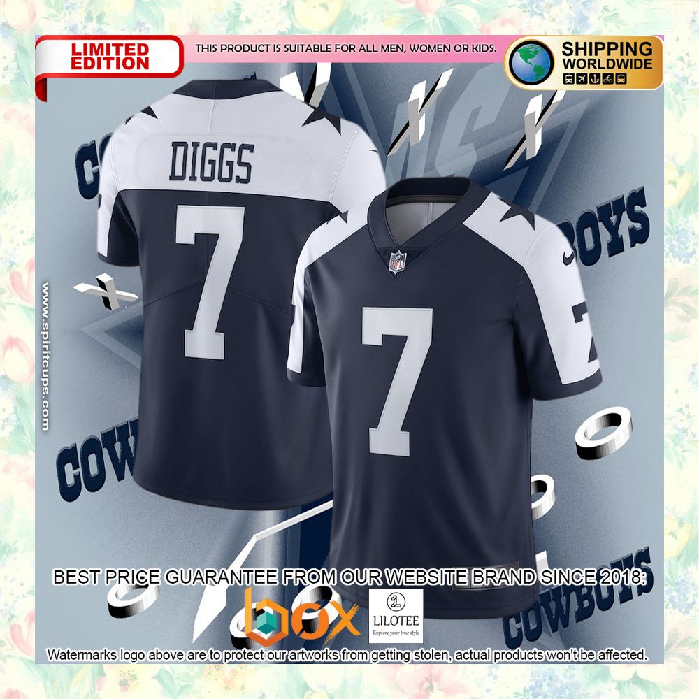 BEST Trevon Diggs Dallas Cowboys Alternate Vapor Navy Football Jersey 4