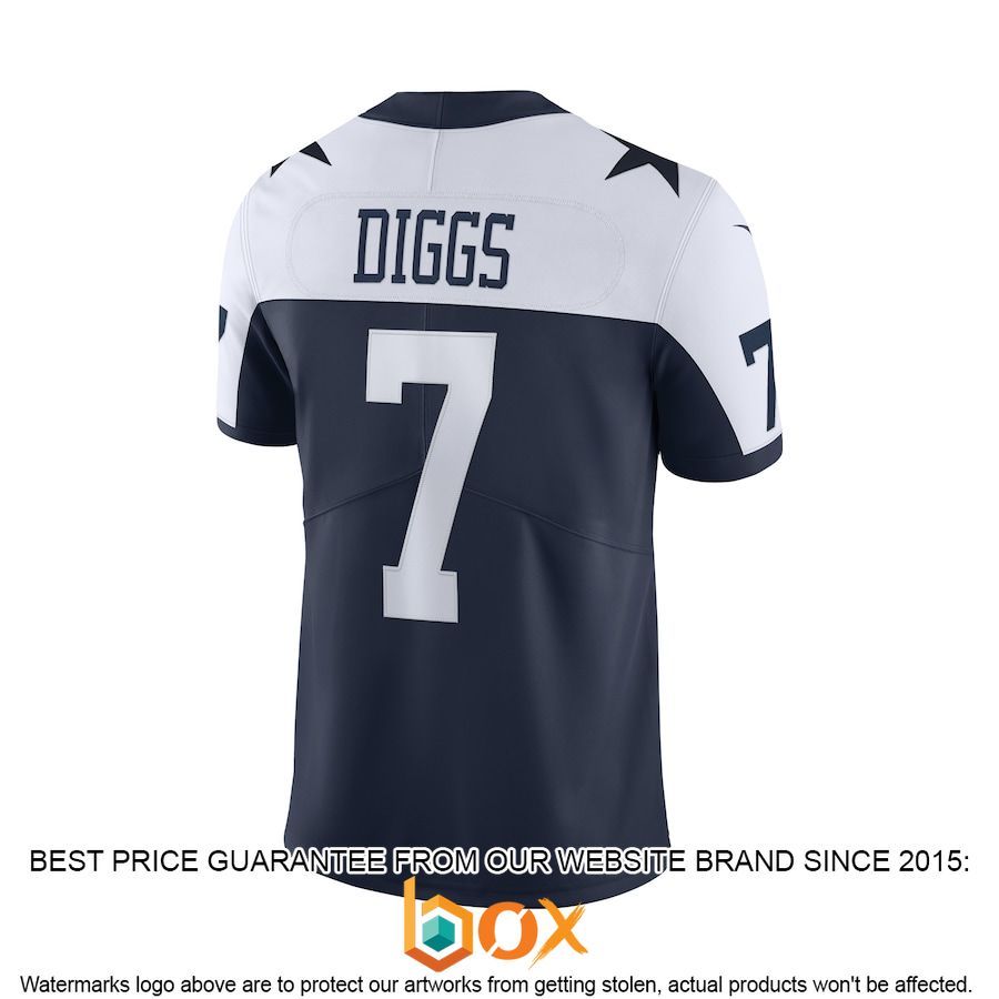 BEST Trevon Diggs Dallas Cowboys Alternate Vapor Navy Football Jersey 3