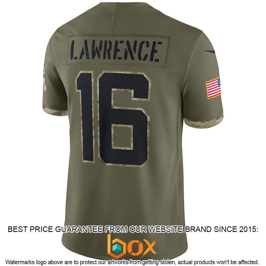 BEST Trevor Lawrence Jacksonville Jaguars 2022 Salute To Service Olive Football Jersey 27