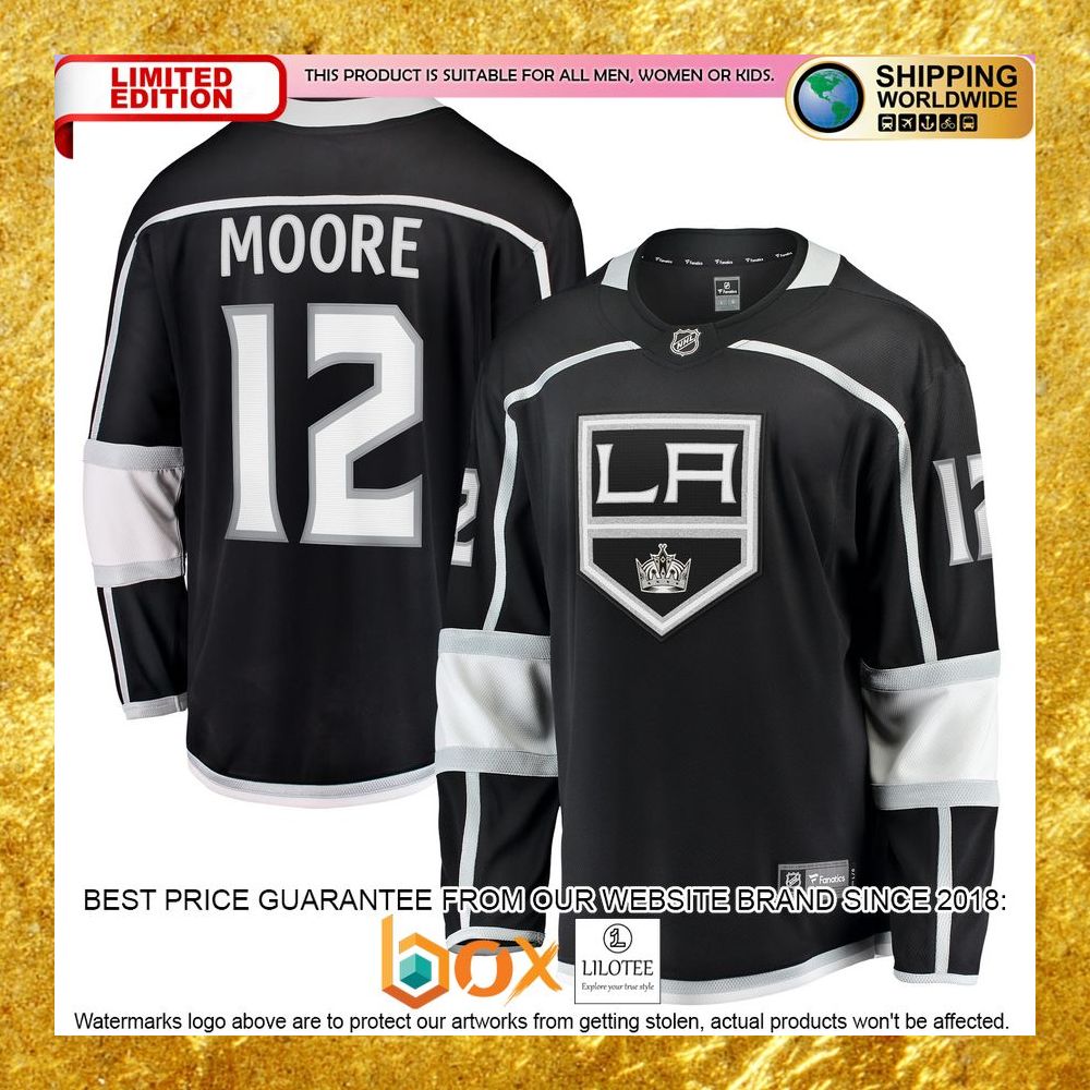 NEW Trevor Moore Los Angeles Kings Home Player Black Hockey Jersey 8