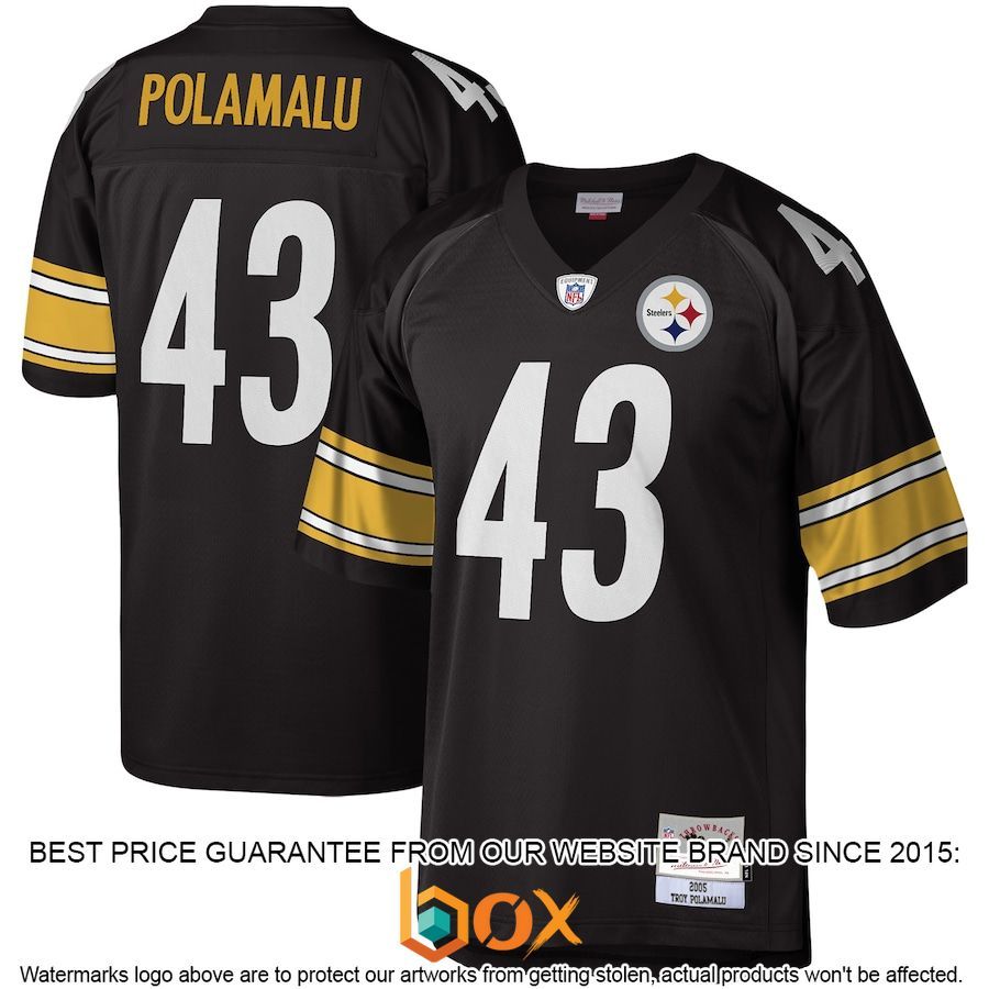 BEST Troy Polamalu Pittsburgh Steelers Mitchell & Ness Legacy Replica Black Football Jersey 1