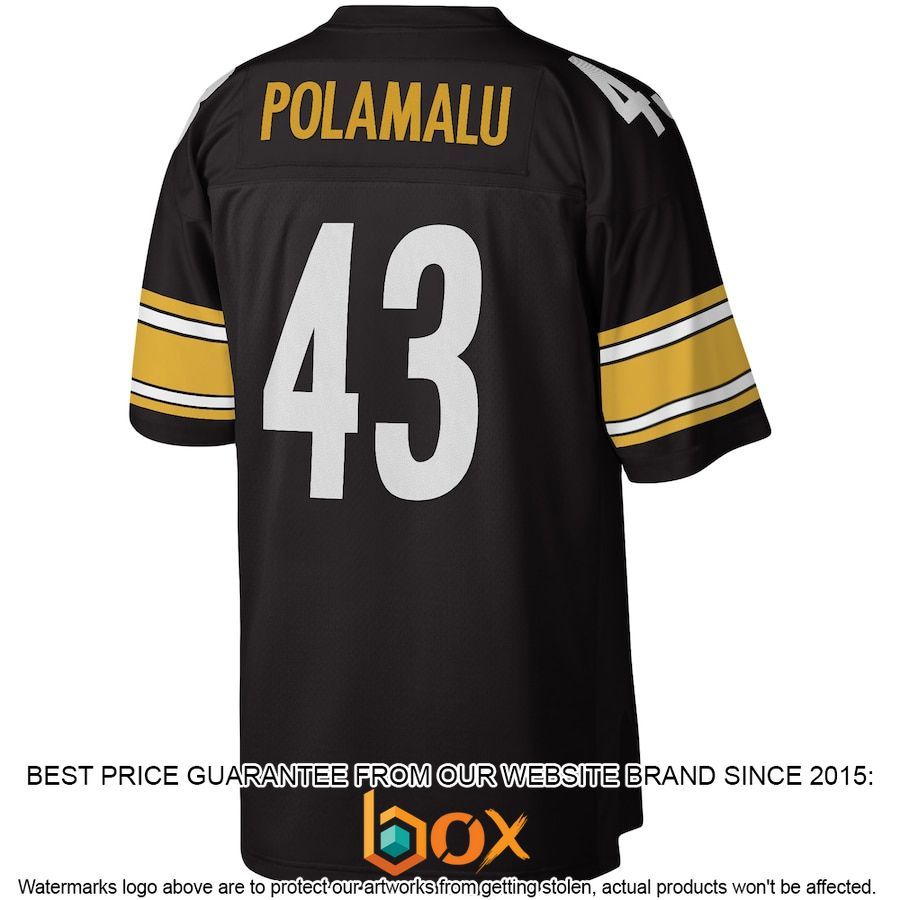 BEST Troy Polamalu Pittsburgh Steelers Mitchell & Ness Legacy Replica Black Football Jersey 3